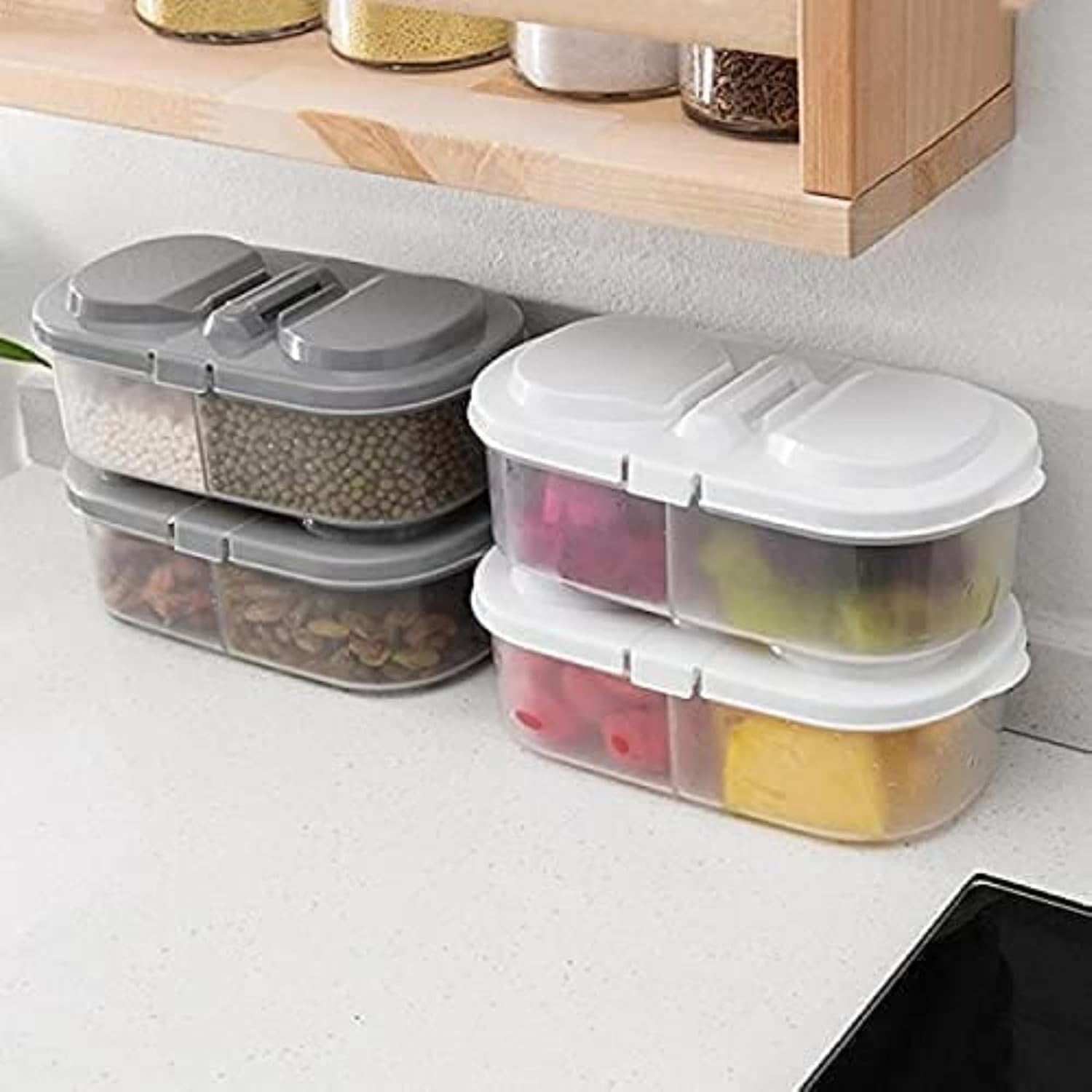 2 Way Food Storage Container Box ? Airtight, Leak-Proof, Stackable Design for Easy Food Organization


