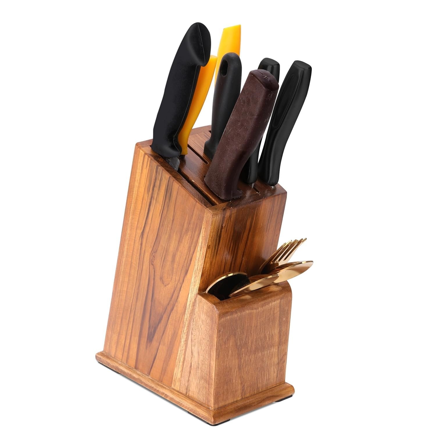 Wooden Knife Stand ? Stylish and Functional Kitchen Knife Holder ? Durable Wooden Design, Space-Saving, Easy Access

