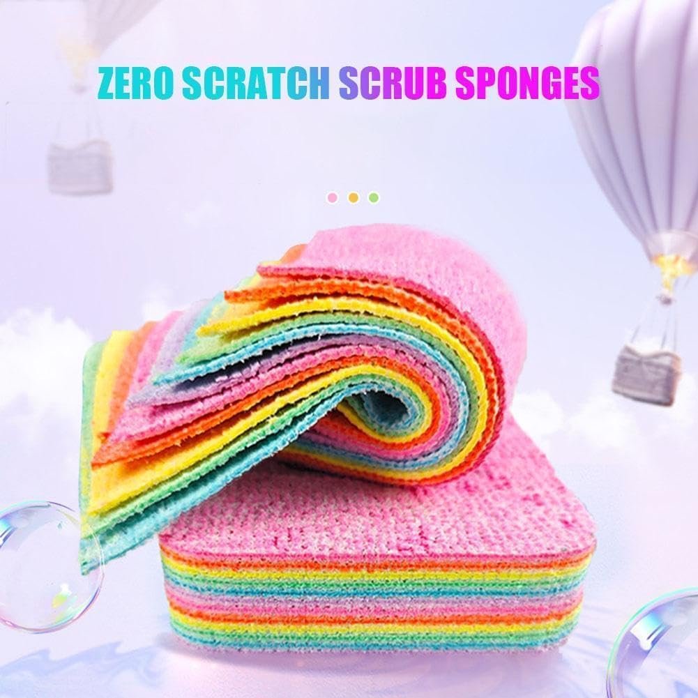 12 PC Multipurpose Rainbow Dish Cleaning Sponge ? Non-Scratch, Durable, Colorful Sponges for Kitchen, Dishes, and Household Cleaning

