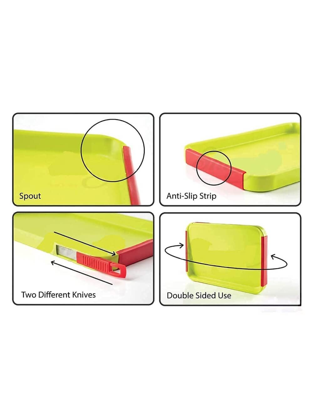 2 in 1 Cut and Chop Plastic Chopping Board ? Dual-Sided with Stainless Steel Knives

