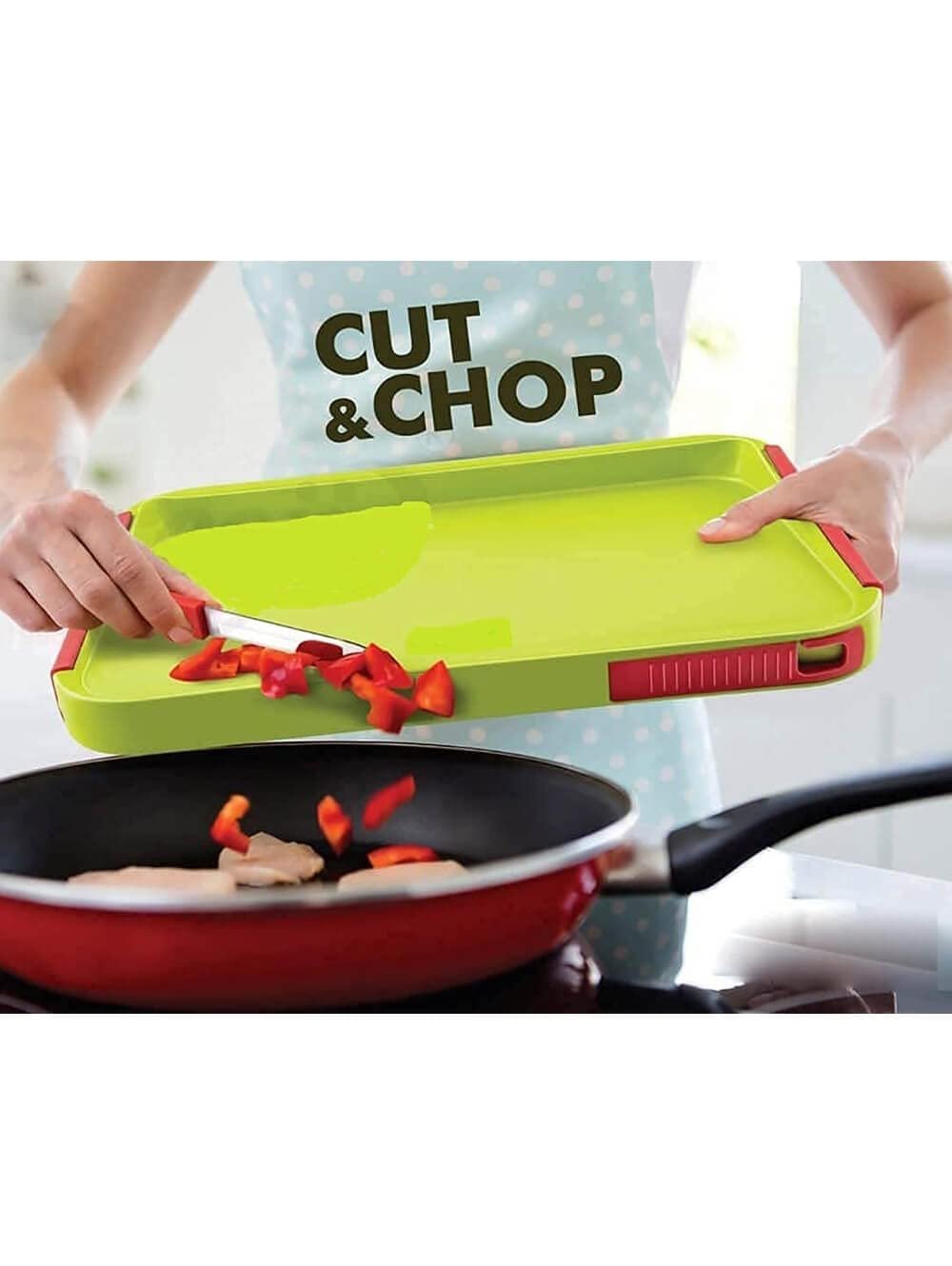 2 in 1 Cut and Chop Plastic Chopping Board ? Dual-Sided with Stainless Steel Knives

