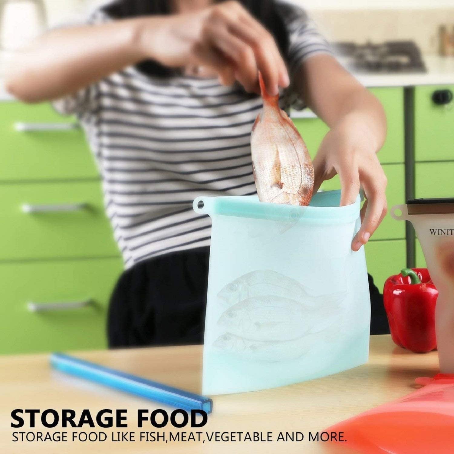 1000ml Silicon Bag (1 Piece) ? Reusable Food Storage Bag with Leak-Proof Seal ? Freezer, Microwave & Dishwasher Safe ? Eco-Friendly Alternative to Plastic

