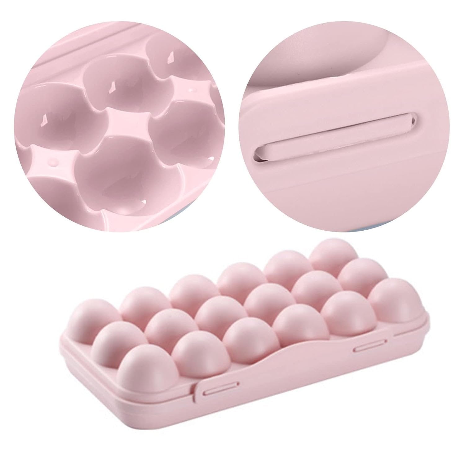 18 Grid Plastic Egg Holder Tray ? Stackable Refrigerator Egg Storage Box with Lid ? Durable & BPA-Free ? Keeps Eggs Fresh & Organized


