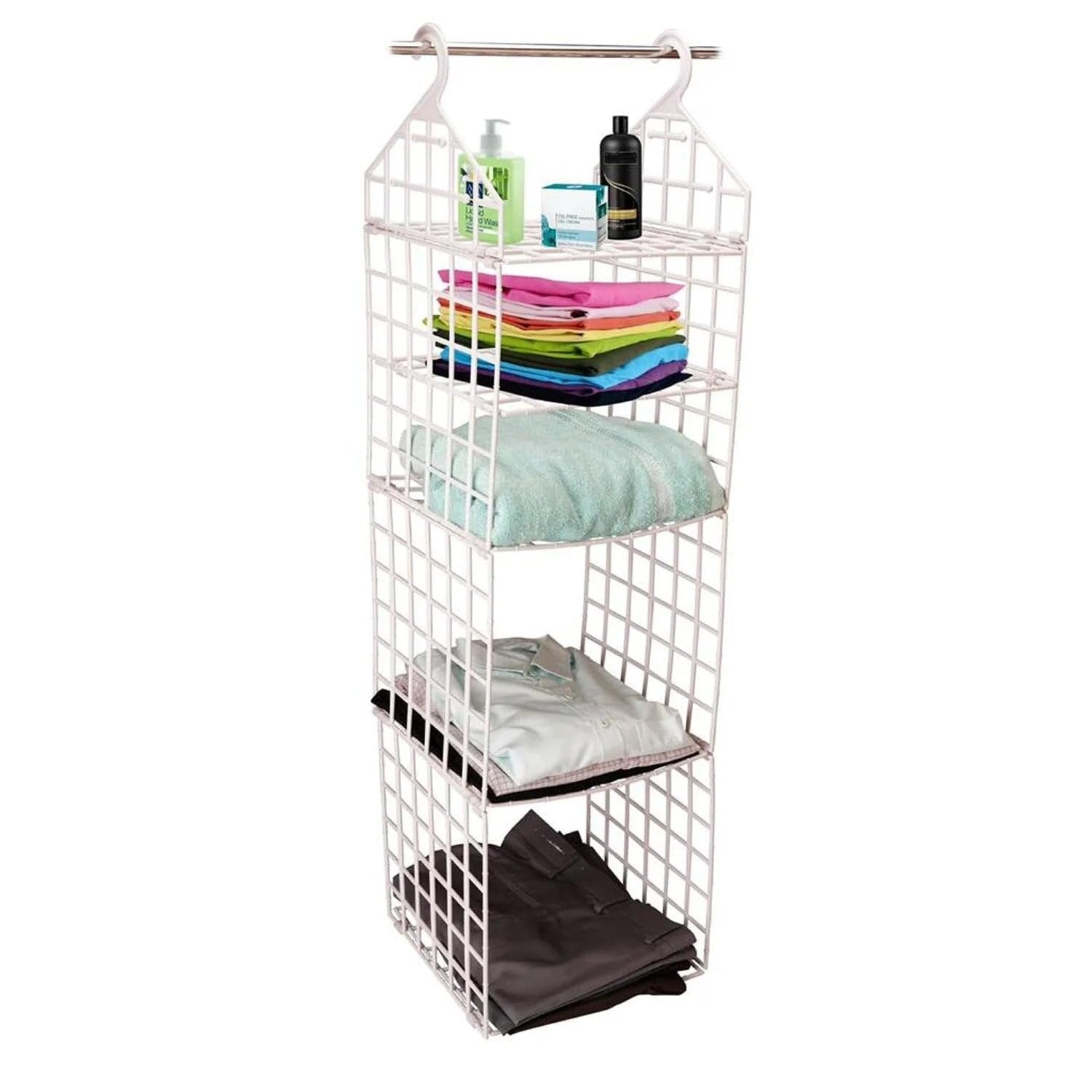 5 LAYER HANGING FOLDING CLOTH RACK ? Space-Saving, Foldable Clothes Organizer for Home and Travel

