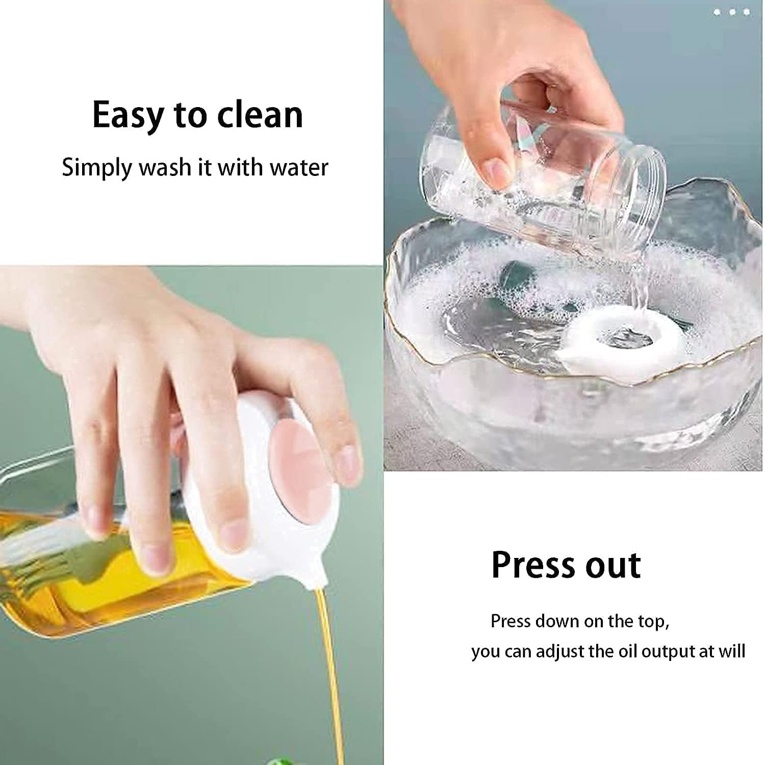 2 IN 1 OIL DISPENSER CONDIMENT JAR WITH SILICONE BRUSH ? Convenient Oil and Condiment Dispenser with Built-In Brush

