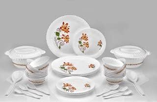 36 PCS EXCLUSIVE PLASTIC PRINTED ROUND DINNER SET ? Elegant and Durable Plastic Dinnerware Set for Everyday Use

