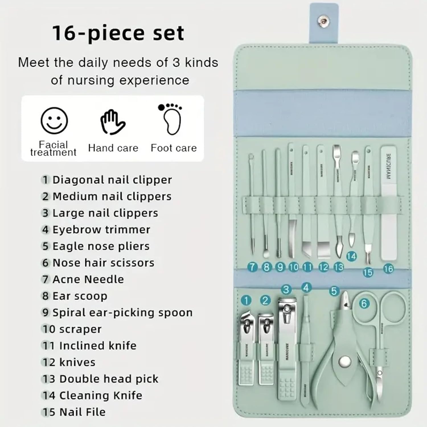 16 IN 1 MANICURE KIT ? Complete Nail Care Set for Professional Grooming at Home

