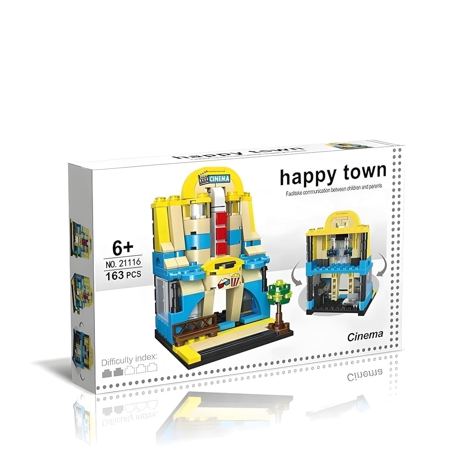 Happy Town Blocks (163 Pcs) ? Creative Building Blocks Set for Kids ? Develop Fine Motor Skills and Imagination