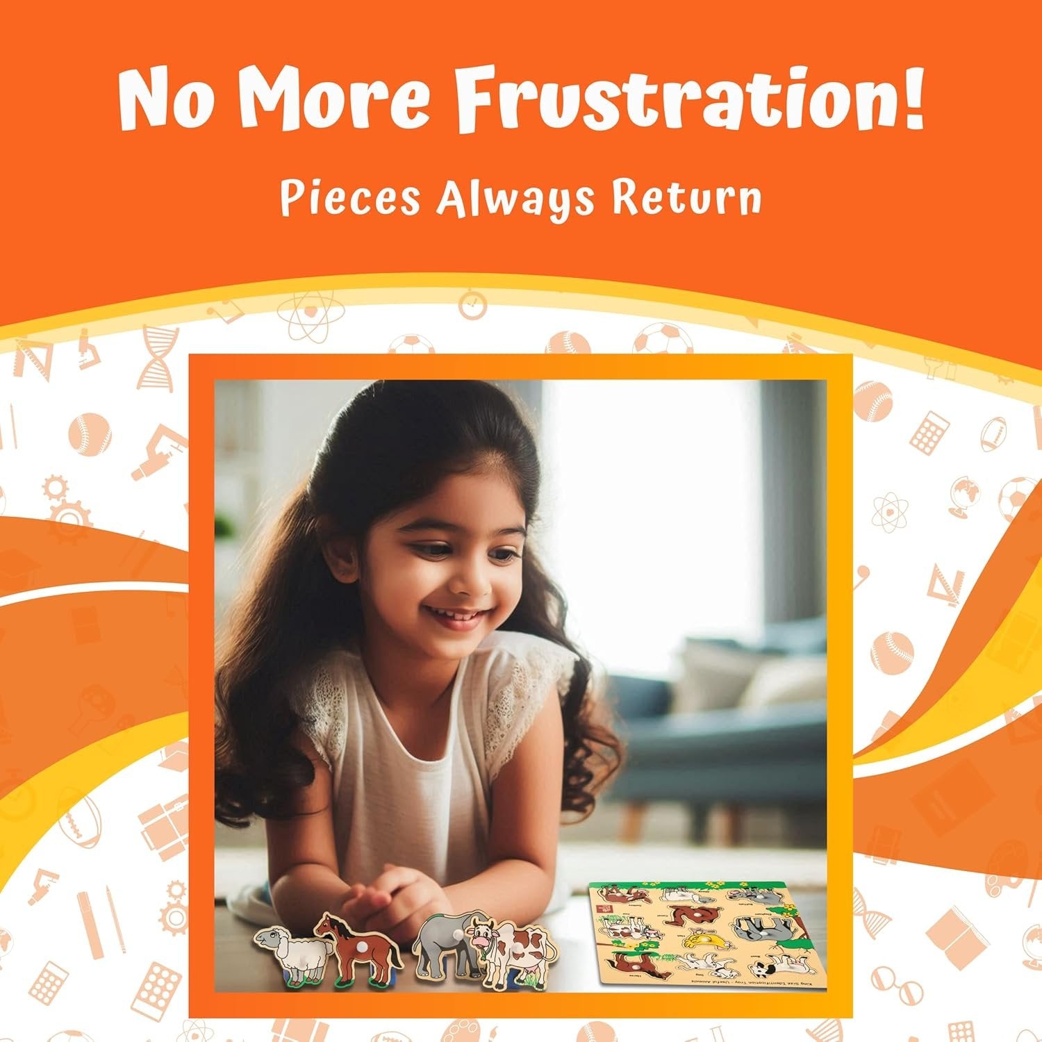 Wooden Animals Shapes Puzzle ? Fun and Educational Toy for Toddlers ? Learn Animal Names, Shapes, and Improve Motor Skills

