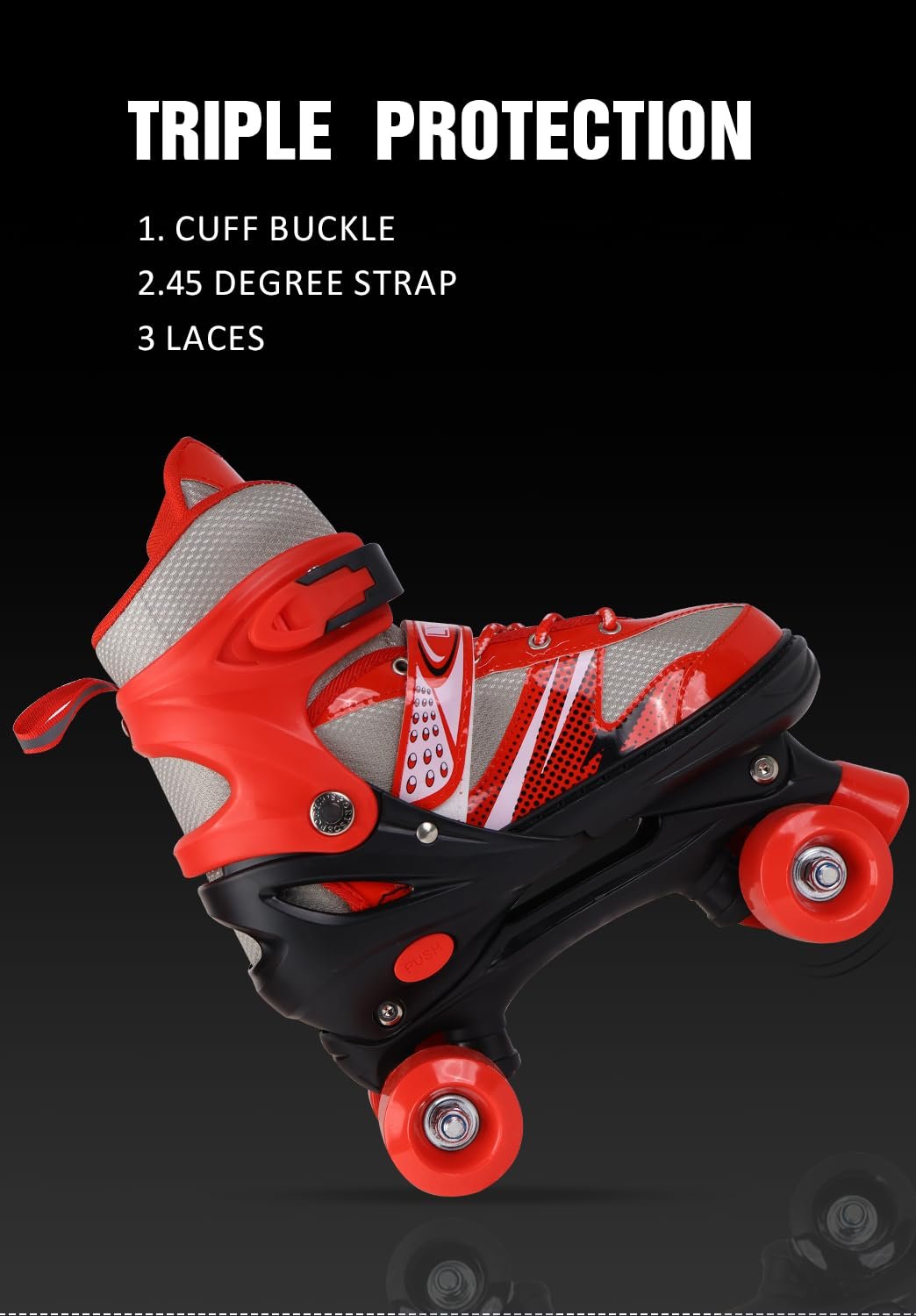 4 Wheel Skate Big ? Adjustable Roller Skates for Kids ? Durable, Comfortable, and Safe for Outdoor Fun and Skill Development
