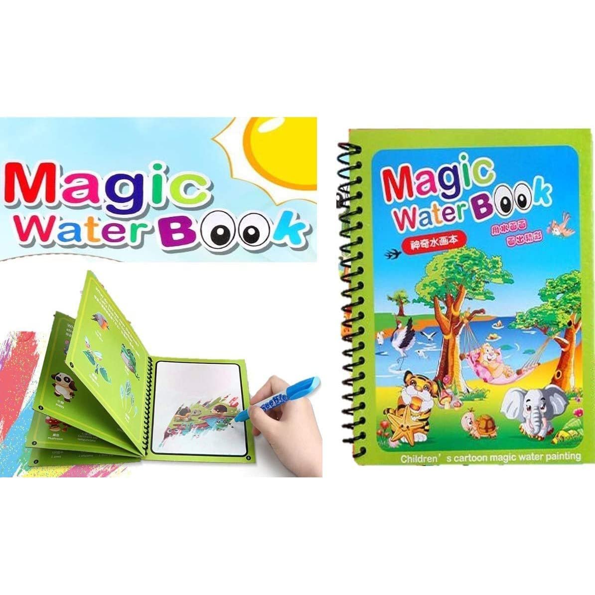 Magic Water Book ? Reusable Water Drawing Book for Kids ? Fun and Mess-Free Learning and Creativity


