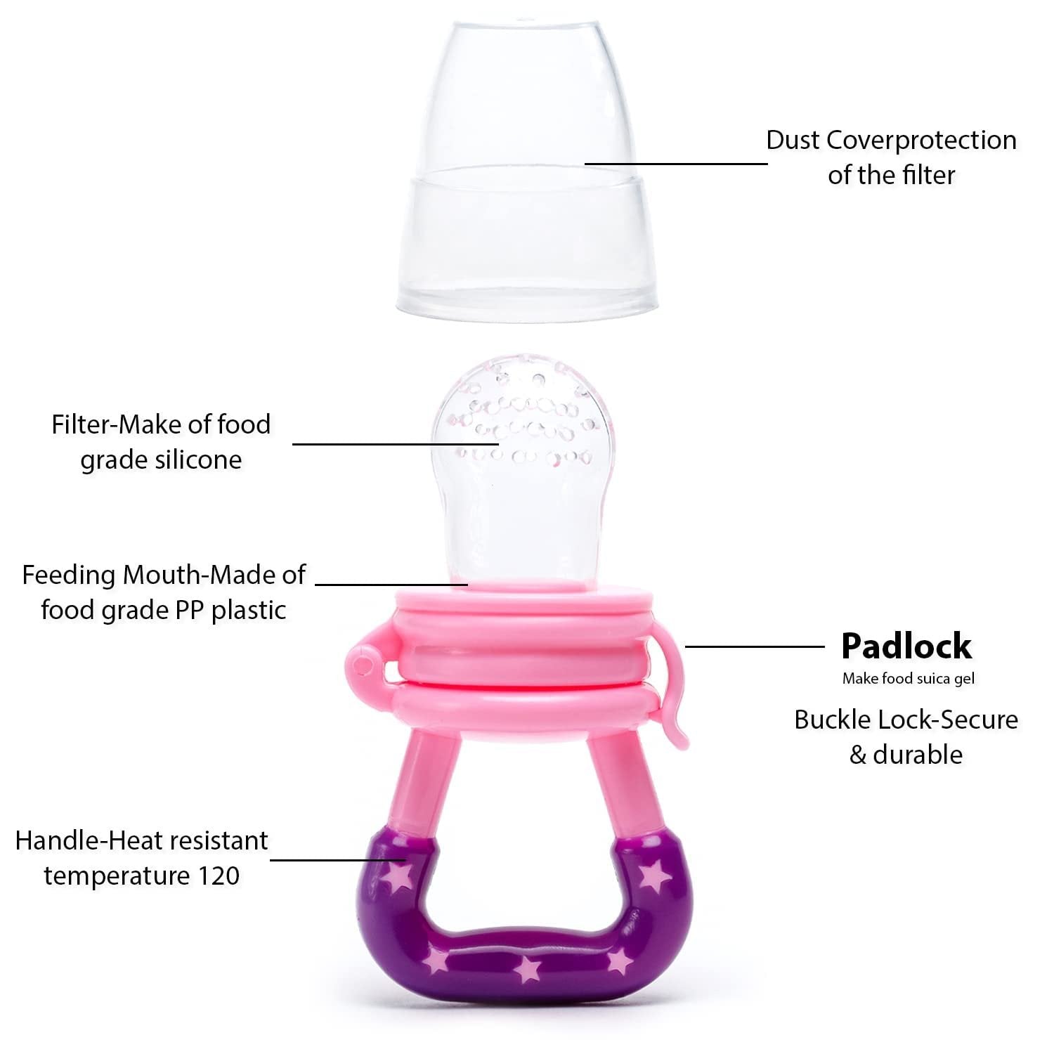 King Shape Baby Natural Fruit & Food Feeder ? Safe Silicone Feeder for Babies ? Perfect for Introducing Solid Foods


