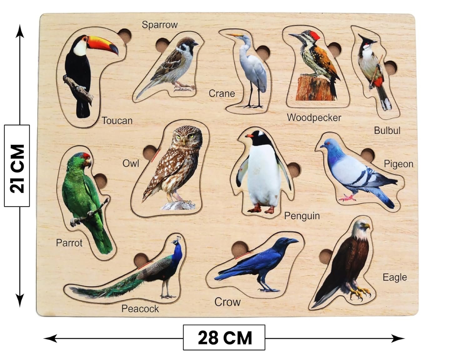 Wooden Birds Shapes Puzzle ? Educational Wooden Puzzle for Kids ? Fun and Interactive Bird-Shaped Puzzle Toy

