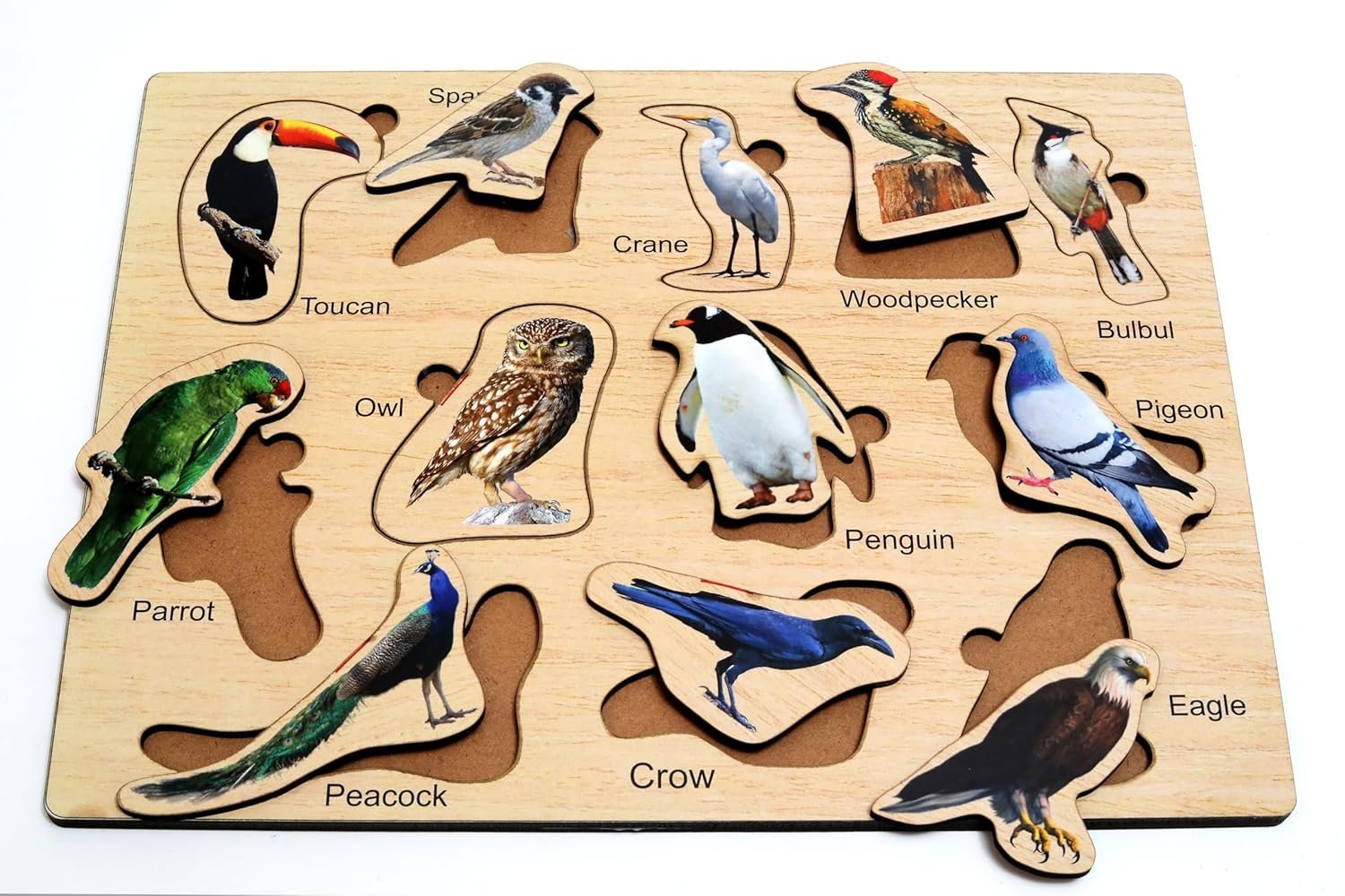 Wooden Birds Shapes Puzzle ? Educational Wooden Puzzle for Kids ? Fun and Interactive Bird-Shaped Puzzle Toy

