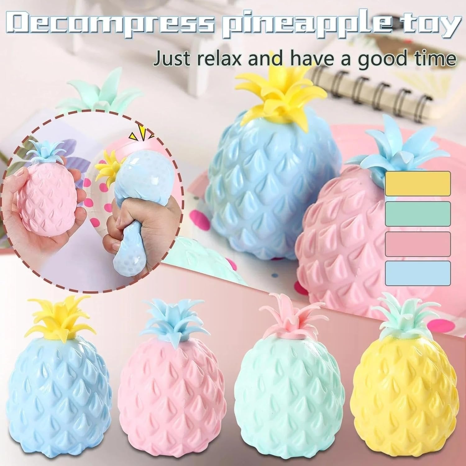Pineapple Mesh Squishy Ball ? Stress Relief and Fun Sensory Toy ? Squeeze and Squish for Relaxation and Play


