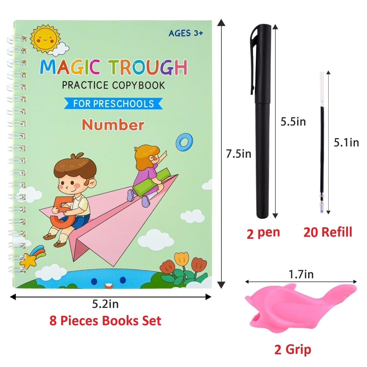 Sank Magic Book (10 Rifil) ? Interactive Learning Magic Book for Kids ? Fun Educational Book with Refill Pages

