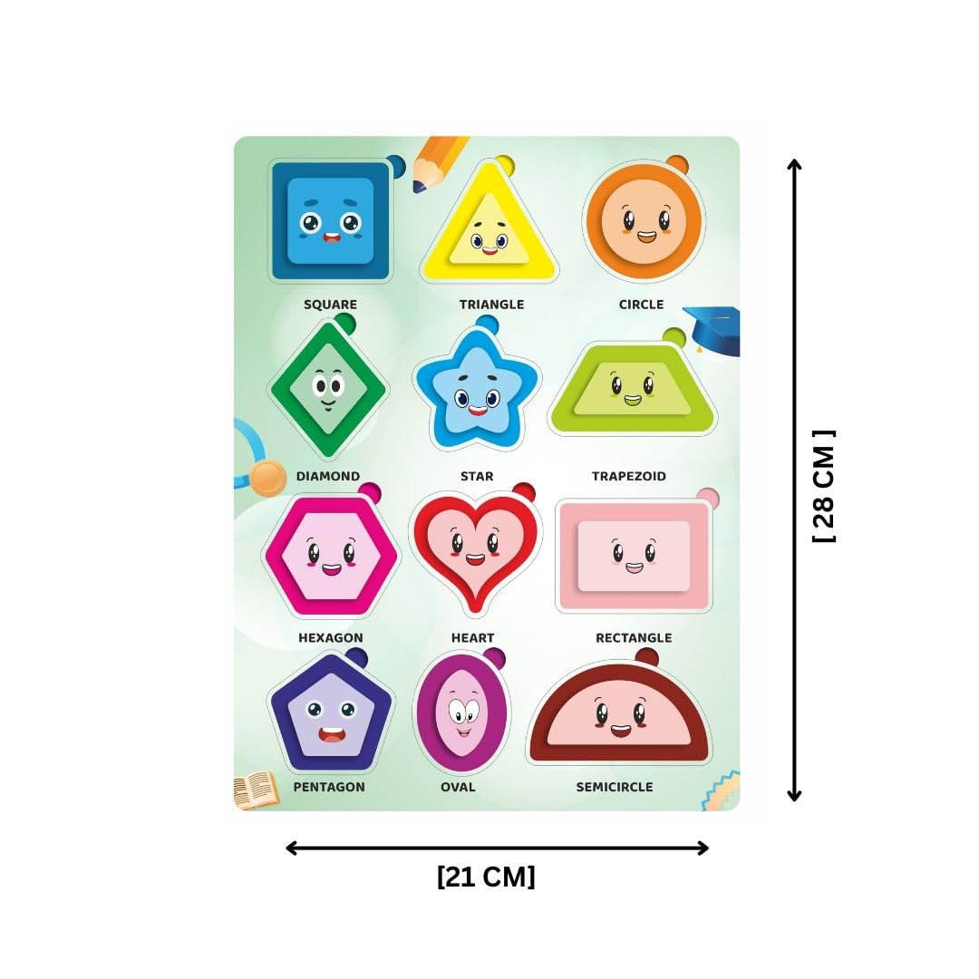 Wooden Shape Puzzle ? Early Learning Shape Matching Puzzle for Kids ? Develops Cognitive Skills and Hand-Eye Coordination

