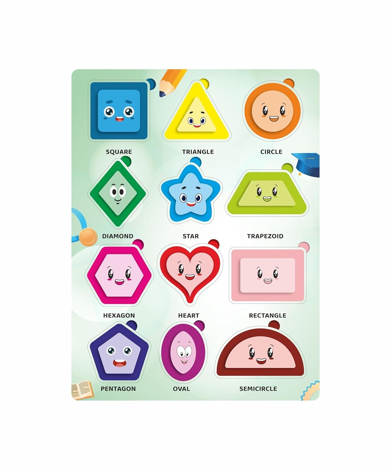 Wooden Shape Puzzle ? Early Learning Shape Matching Puzzle for Kids ? Develops Cognitive Skills and Hand-Eye Coordination

