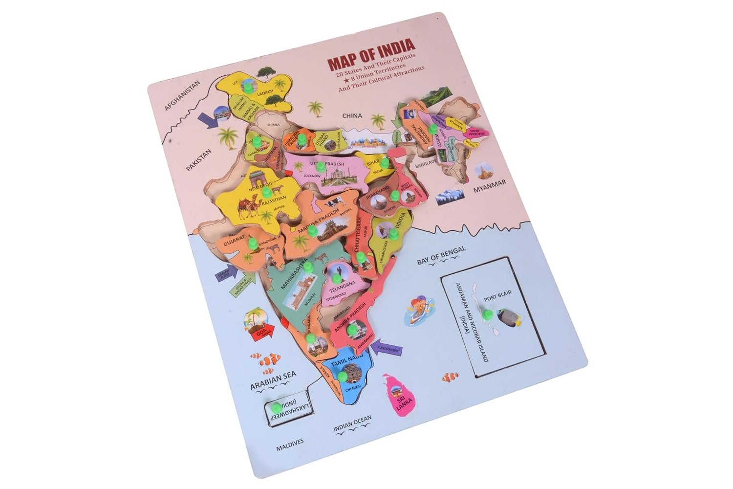 Wooden India Map Puzzle ? Educational Wooden Puzzle of India ? Learn Geography and States in a Fun Way

