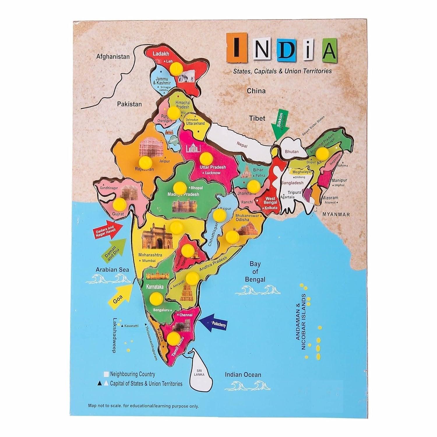 Wooden India Map Puzzle ? Educational Wooden Puzzle of India ? Learn Geography and States in a Fun Way

