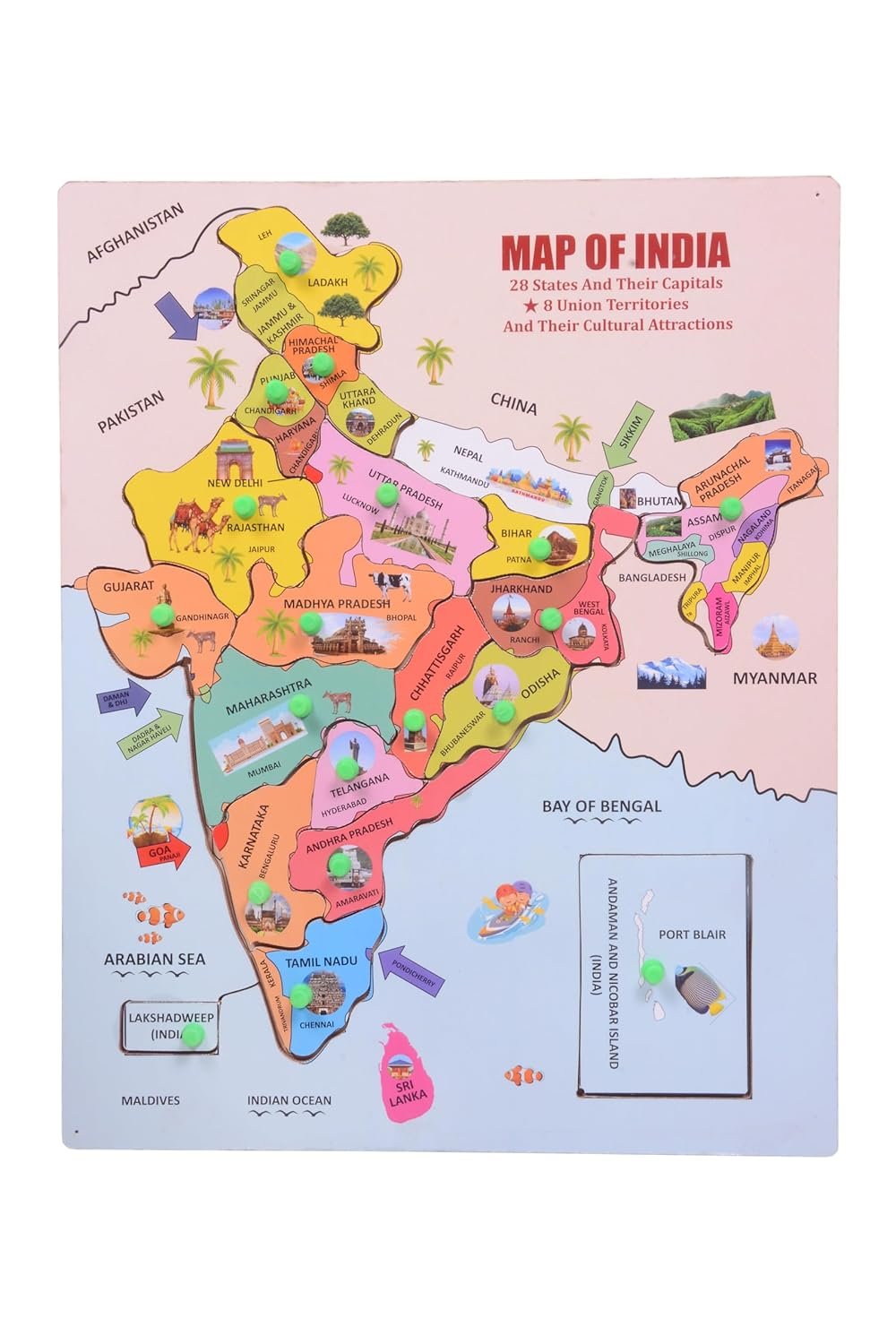 Wooden India Map Puzzle ? Educational Wooden Puzzle of India ? Learn Geography and States in a Fun Way

