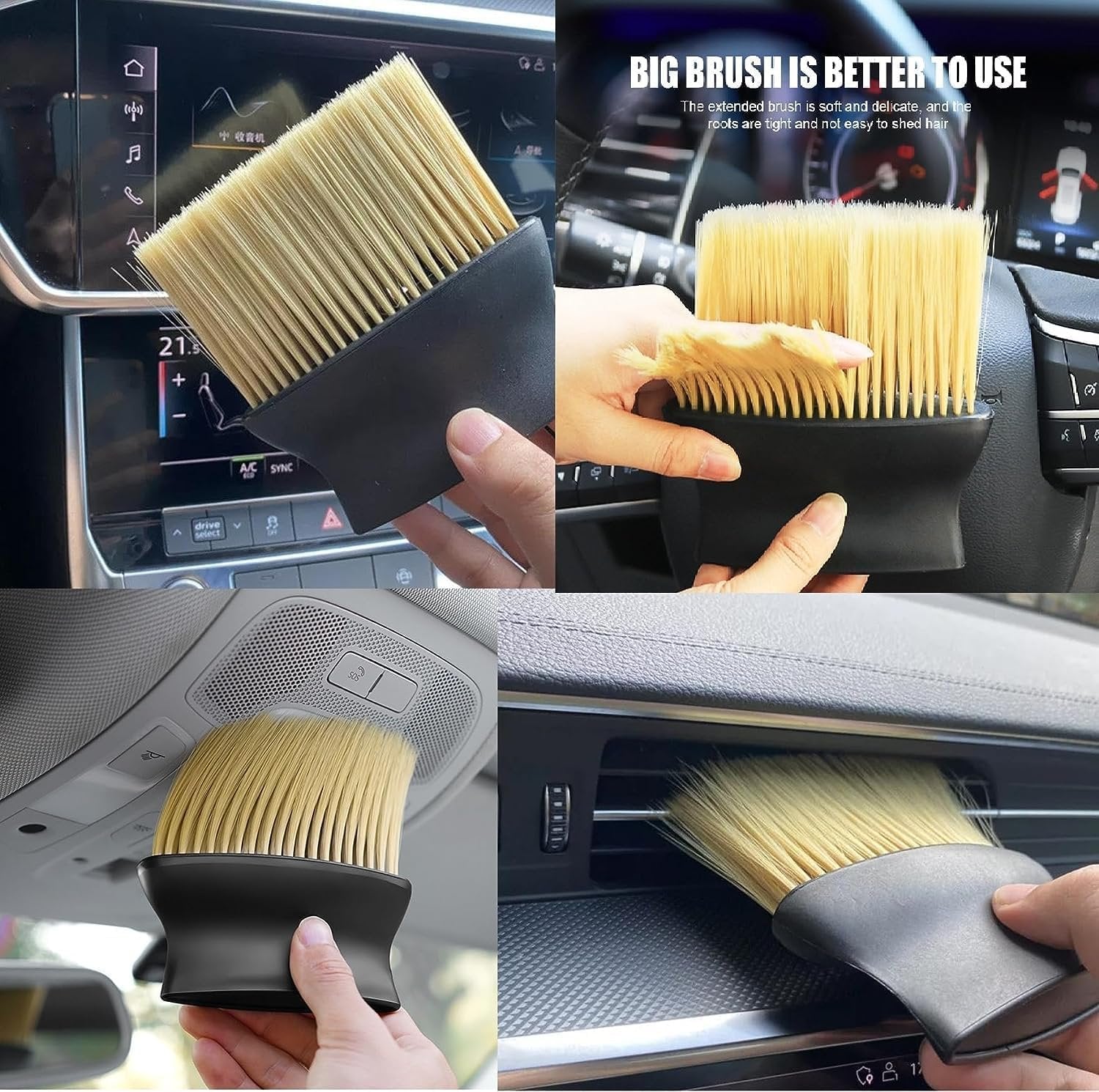 Car Interior Cleaning Dust Brush ? Soft Bristles for Dashboard, Seats, and Console ? Keeps Your Car Interior Dust-Free


