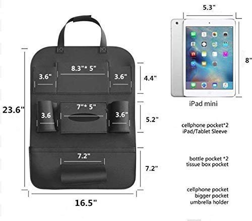 Car Back Seat Organizer ? Multi-Pocket Car Storage Organizer ? Keeps Your Car Clean and Tidy ? Ideal for Kids and Road Trips

