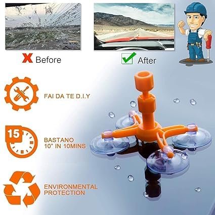 Windscreen Glass Cracking Repair Kit ? DIY Car Windshield Repair Tool ? Fix Chips, Cracks, and Minor Damage

