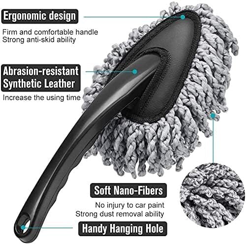 Small Car Duster ? Compact and Soft Microfiber Car Cleaning Duster ? Removes Dust, Dirt, and Debris from Car Interior and Exterior

