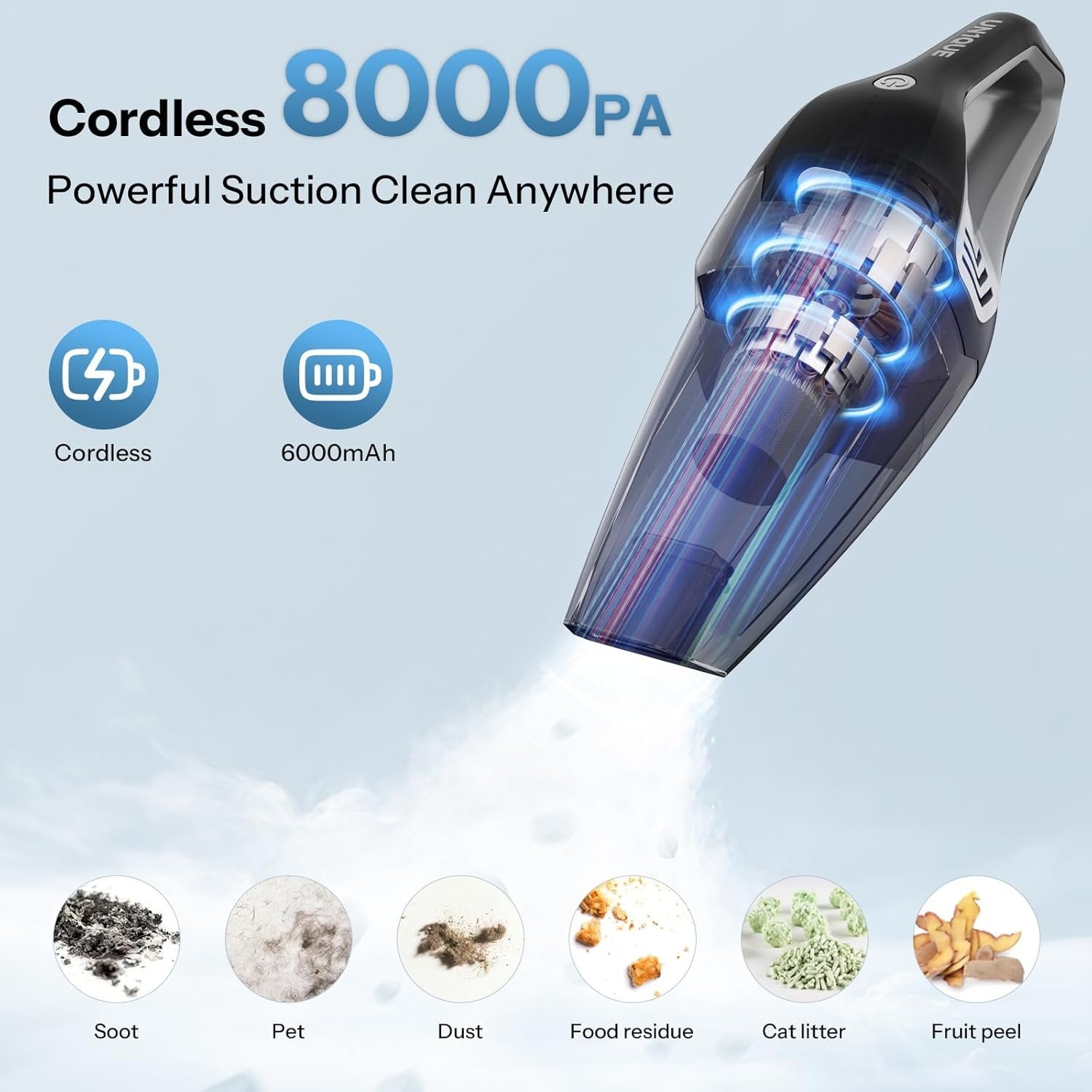 Portable Car Vacuum Cleaner ? 120W High-Power Car Vacuum ? Compact and Lightweight ? Cleans Car Interior Thoroughly

