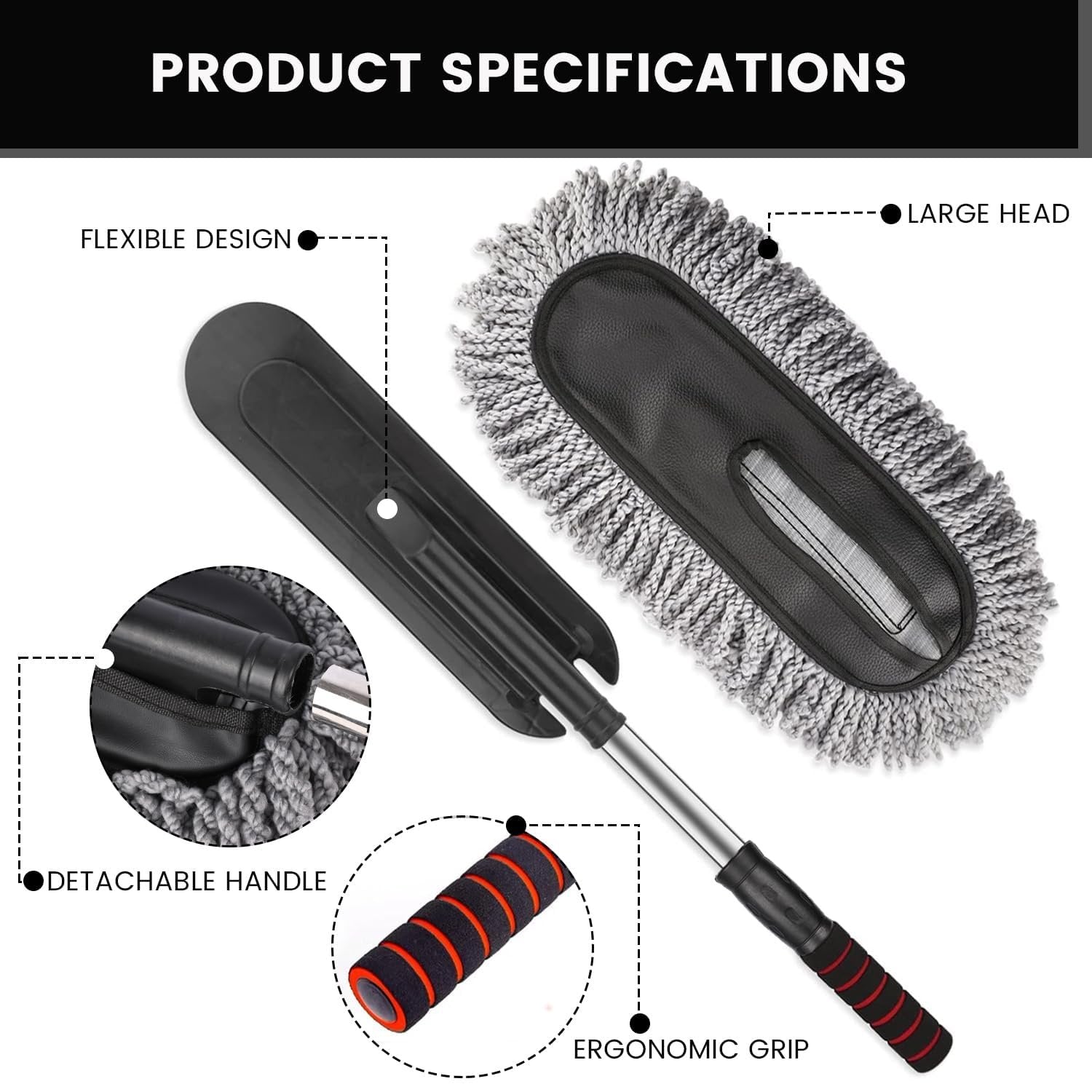 Microfiber Car Duster ? Soft and Gentle Car Cleaning Tool ? Removes Dust and Dirt without Scratching


