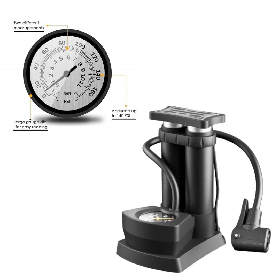 Double Cylinder Foot Pump ? High-Pressure Foot Pump for Tires and Sports Equipment ? Durable and Fast Inflation

