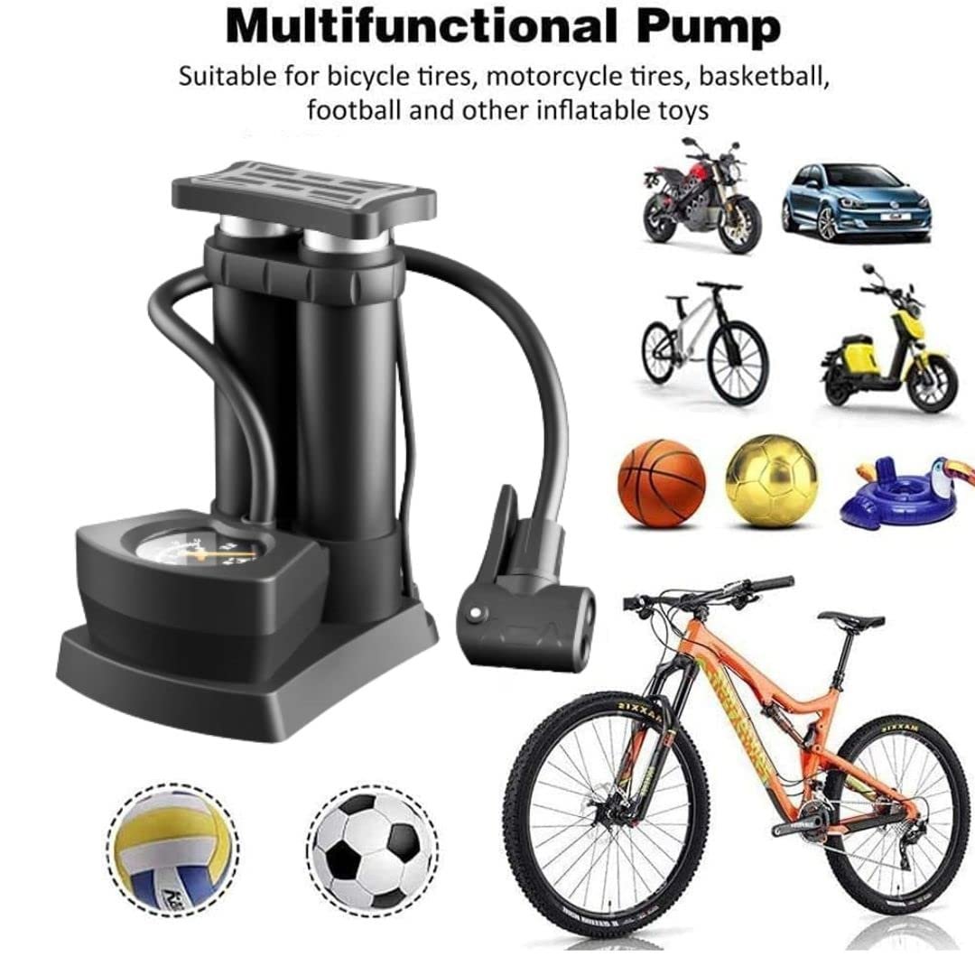 Double Cylinder Foot Pump ? High-Pressure Foot Pump for Tires and Sports Equipment ? Durable and Fast Inflation

