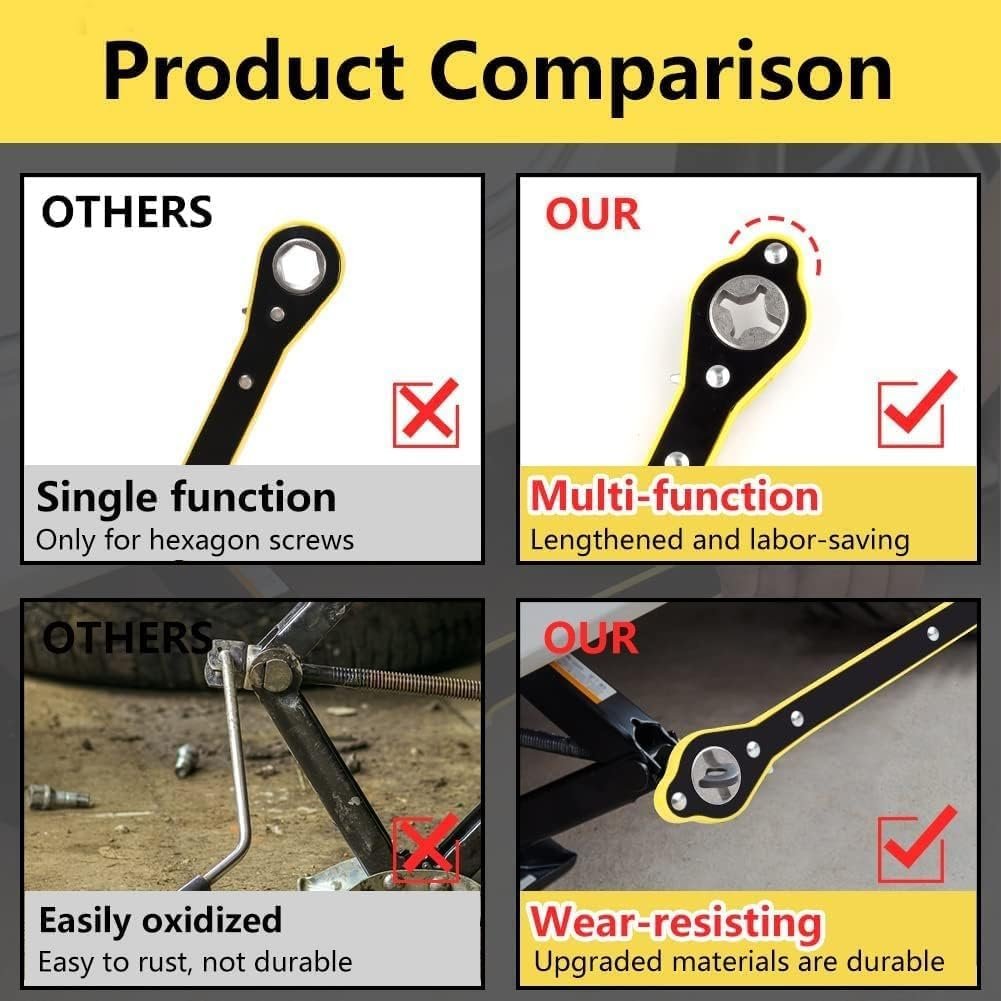 Universal Car Jack Ratchet Wrench with Accessories ? Heavy Duty Auto Repair Tool Kit ? Essential for Car Maintenance and Emergency Use

