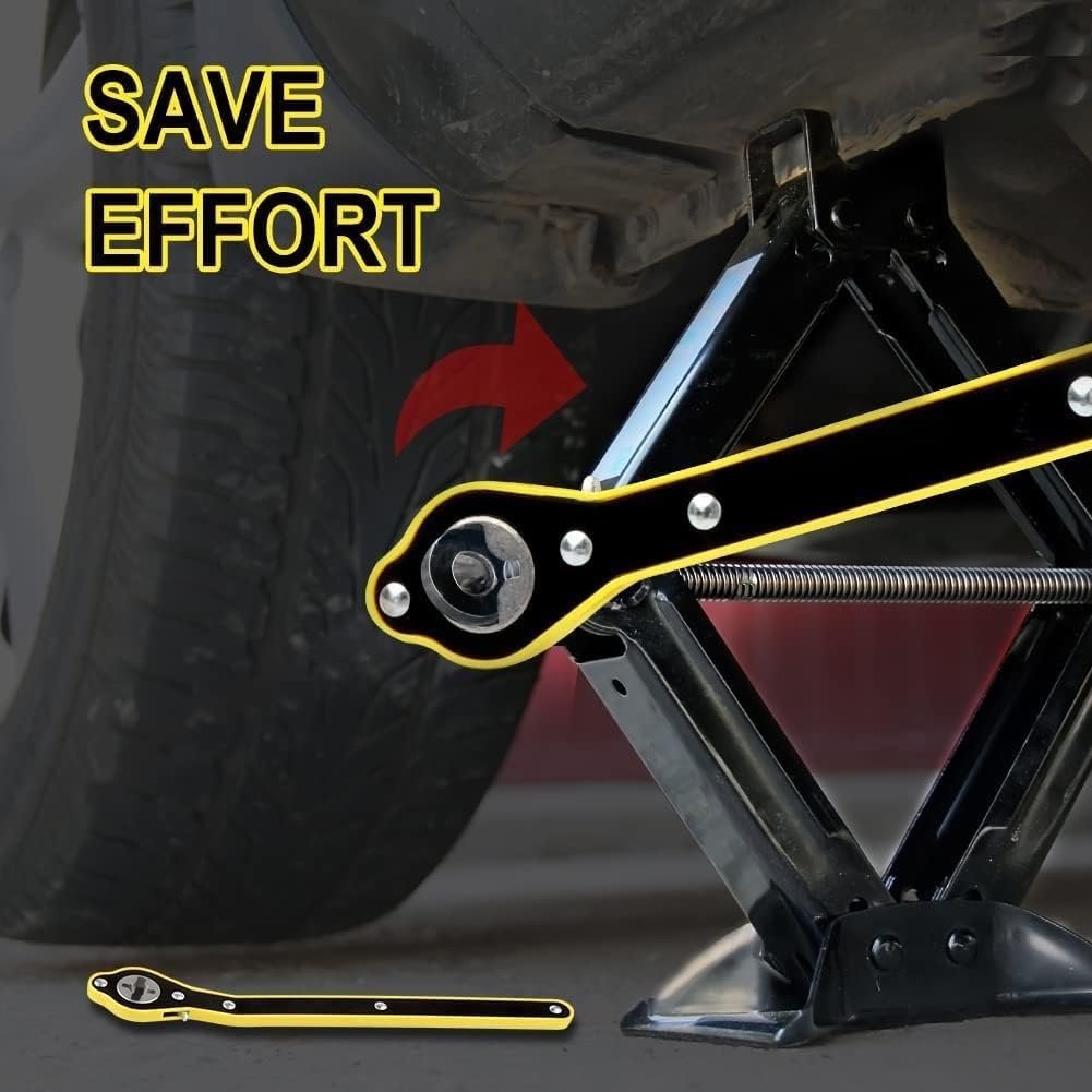 Universal Car Jack Ratchet Wrench with Accessories ? Heavy Duty Auto Repair Tool Kit ? Essential for Car Maintenance and Emergency Use

