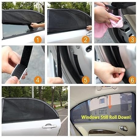 Set of 4 Car Glass Window Covers for Sun ? UV Protection and Heat Resistance ? Keeps Your Car Cool and Comfortable

