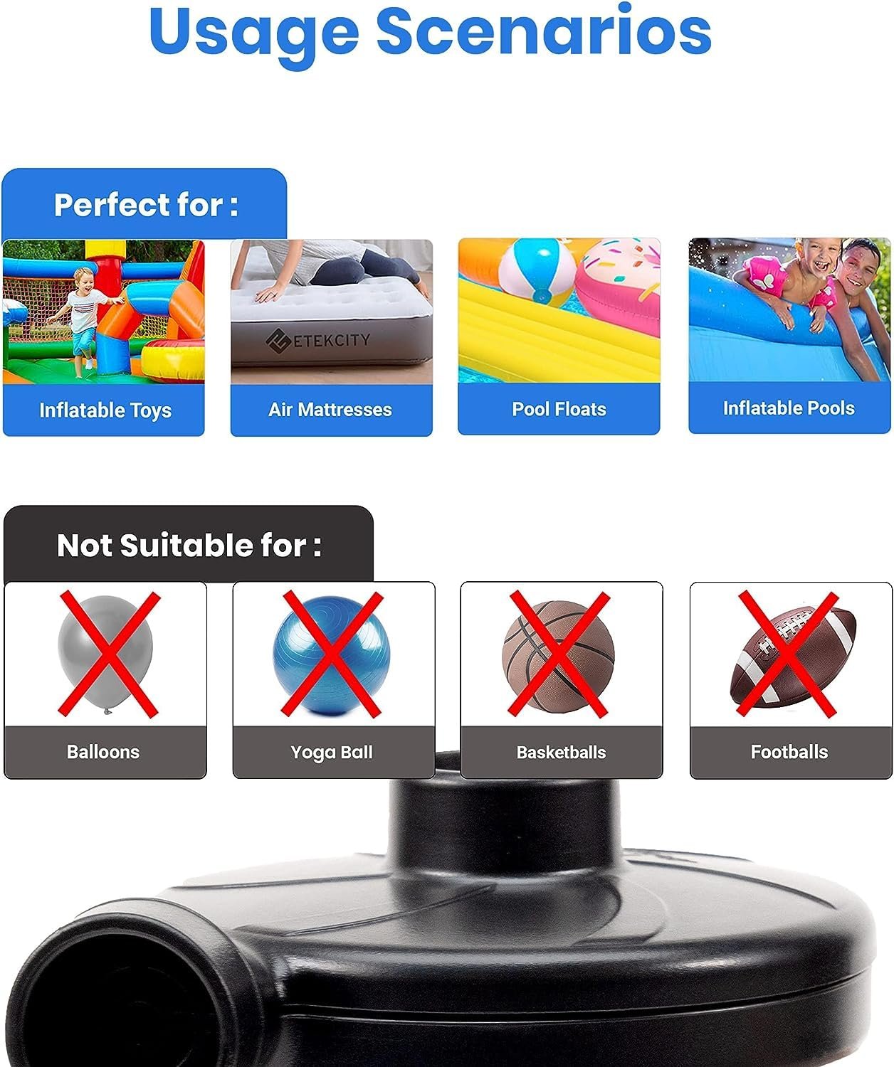 Sofa Air Pump ? Quick and Easy Inflation for Air Sofas, Mattresses, and Pools ? Portable Electric Pump

