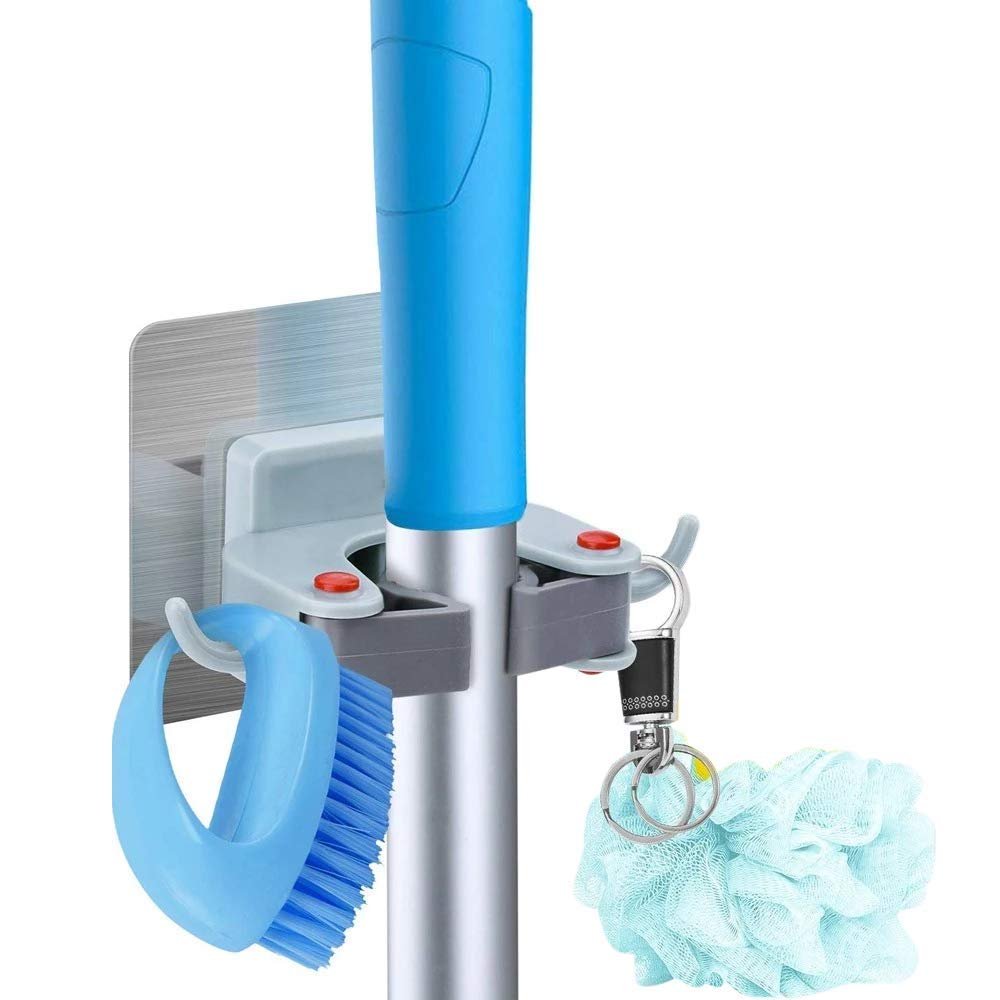 1 Slot Broom Holder Mop Hook ? Wall-Mounted Organizer for Cleaning Tools ? Easy Installation and Space-Saving Solution
