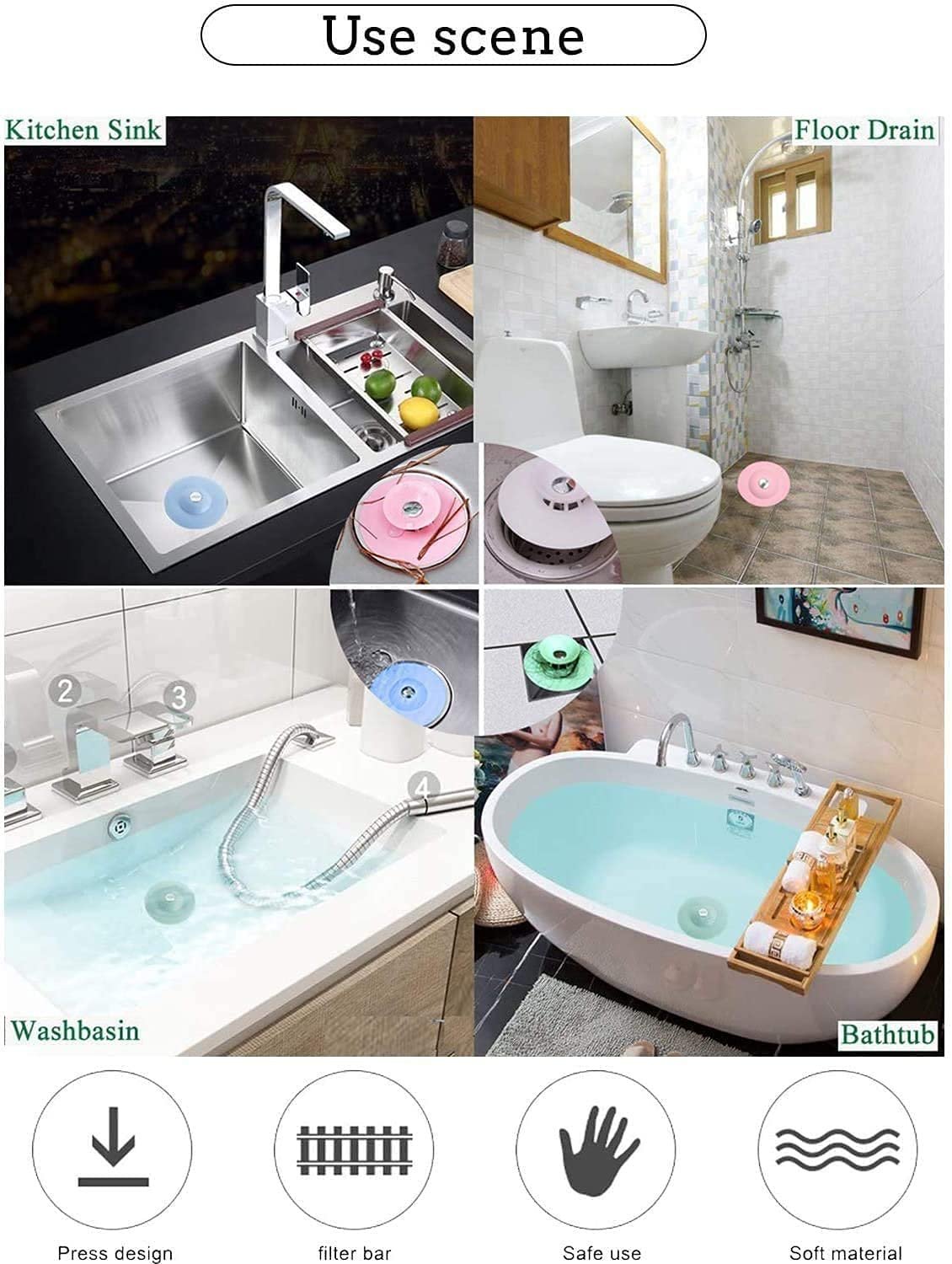 Silicon Sink Stopper - Leak-Proof, Non-Slip, Easy to Install - Fits All Sinks - Durable & Long-Lasting - Perfect for Kitchen & Bathroom 
