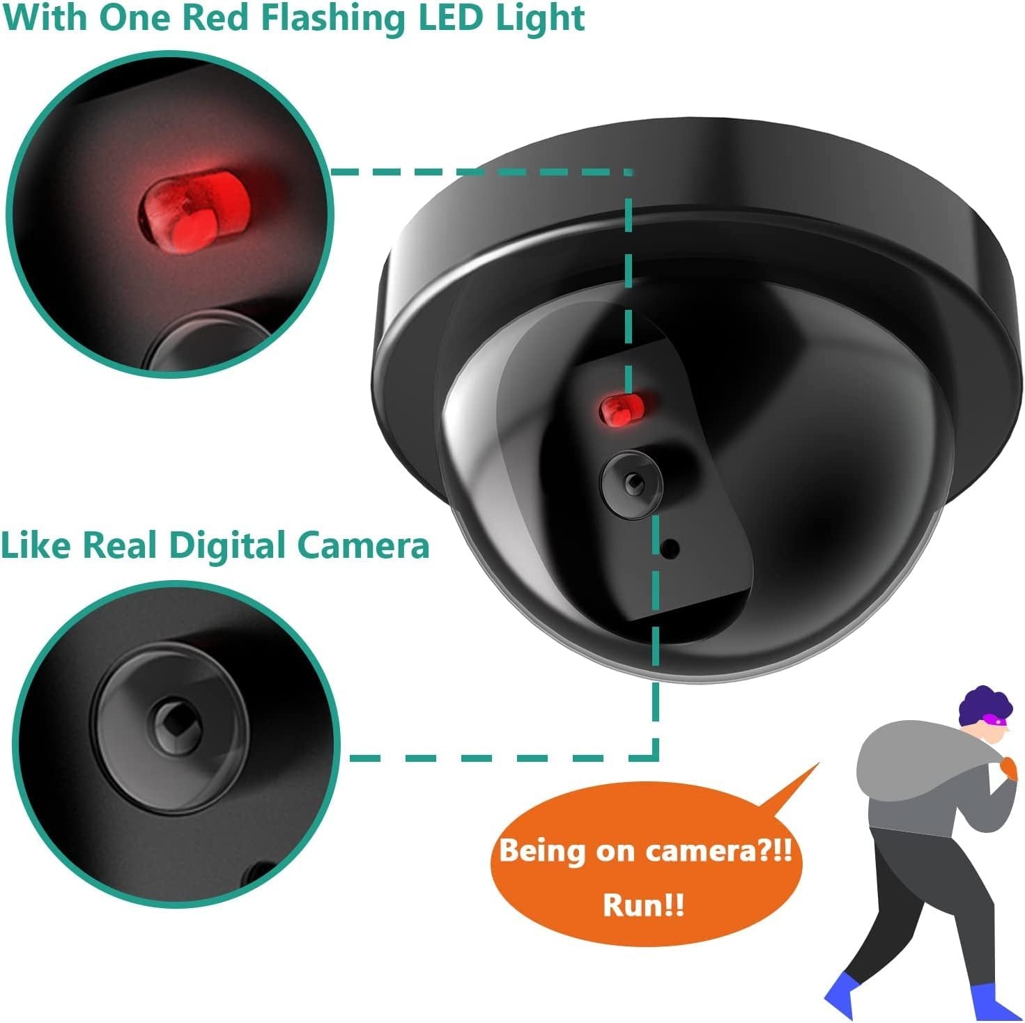 Small Dummy Camera ? Realistic Surveillance Camera for Home Security, Fake Security Camera with LED Light for Indoor/Outdoor Use
