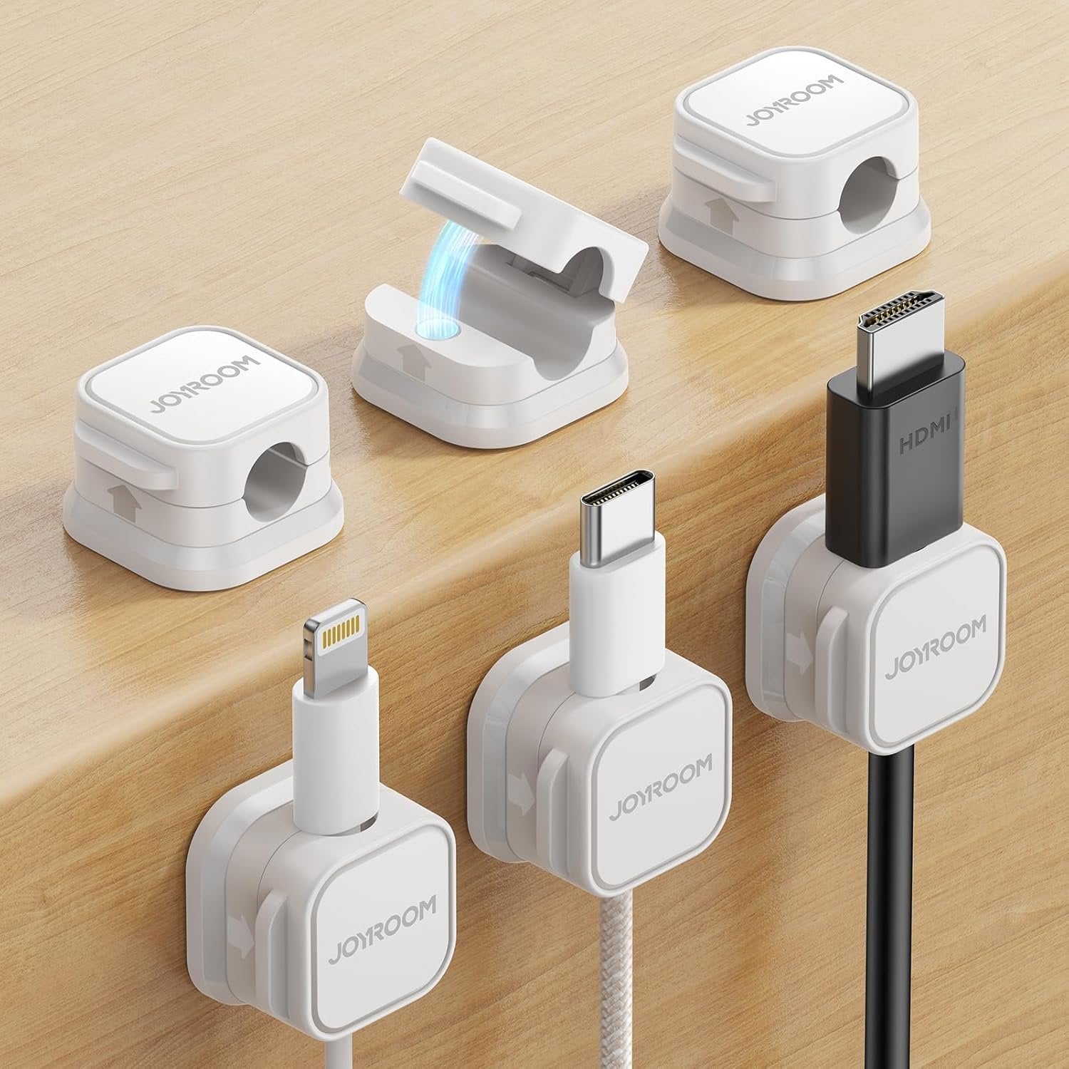 6 Pack Magnetic Cable Clips ? Cable Organizer for Charging Cords, USB Cables, and More, Strong Magnetic Hold

