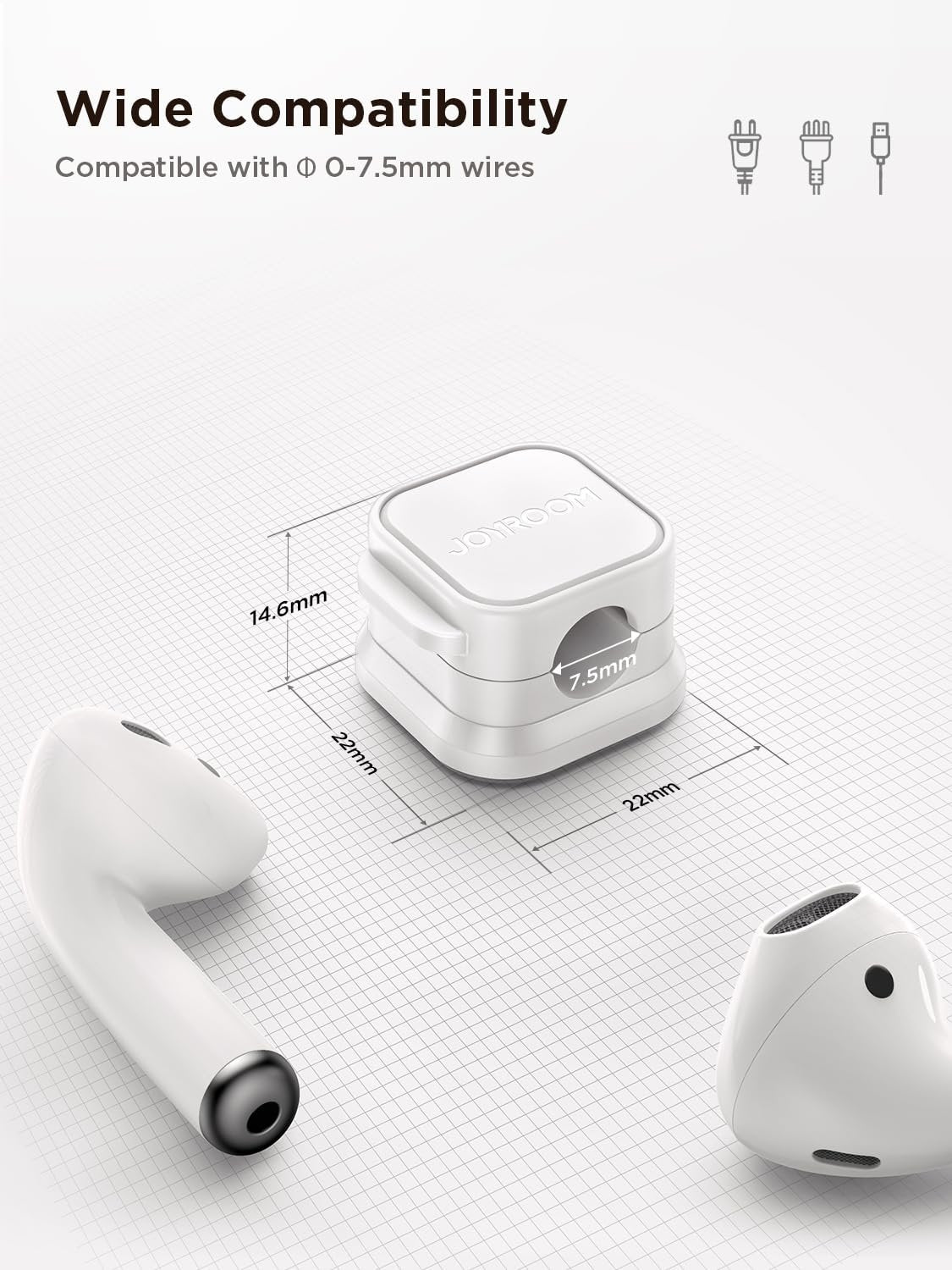 6 Pack Magnetic Cable Clips ? Cable Organizer for Charging Cords, USB Cables, and More, Strong Magnetic Hold

