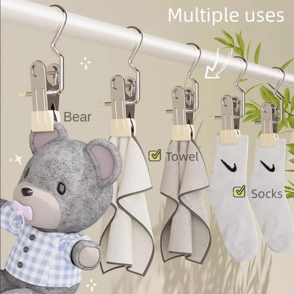 Cloth Hanger Clip Hook (1 PC) ? Multi-Purpose Plastic Hanging Clip for Clothes, Towels, Socks & Accessories
