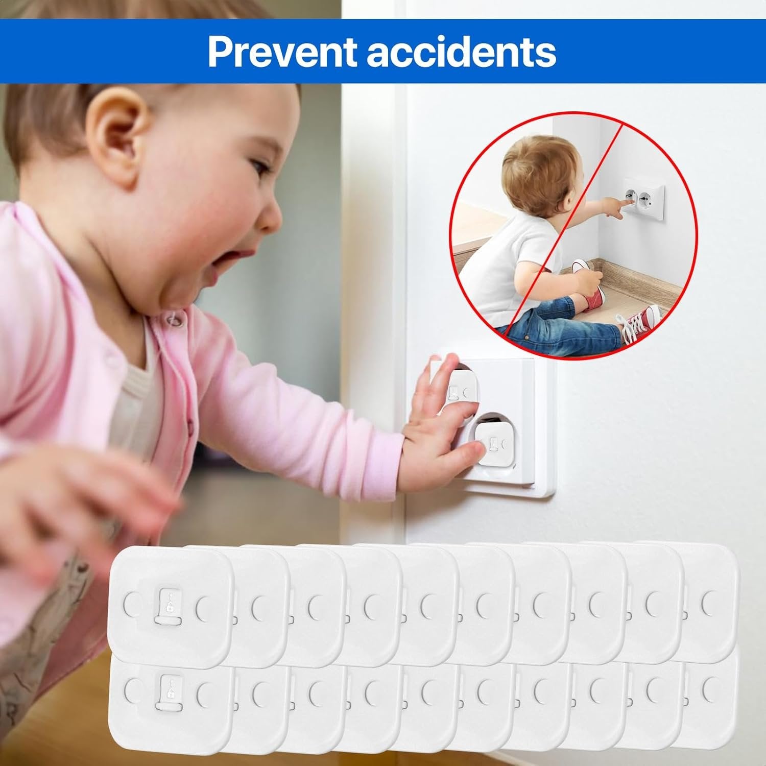 Baby Socket Protection Patch Sticker ? Safety Plug Covers for Electrical Outlets, Childproofing Protector Caps (Set of Stickers)