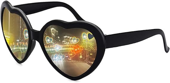 2 in 1 Heart Shaped Diffraction Glasses ? Fun & Colorful Light Effects for Parties & Special Events
