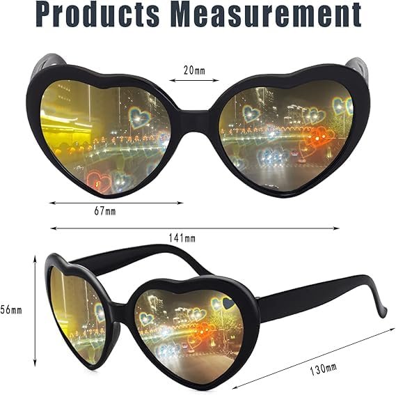 2 in 1 Heart Shaped Diffraction Glasses ? Fun & Colorful Light Effects for Parties & Special Events
