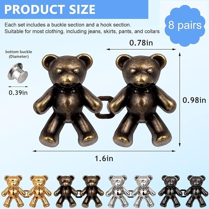 1 Pair Cute Bear Snap Buckles ? Adorable Animal Shaped Buckles for Bags, Clothes & Accessories

