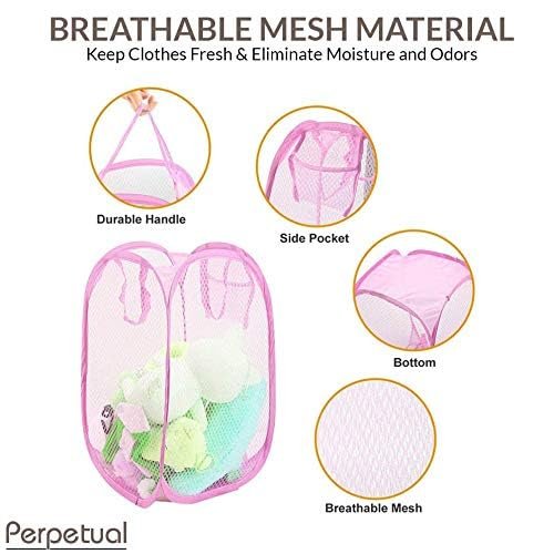 Net Laundry Bag Foldable ? Breathable Mesh Laundry Basket with Handles, Space-Saving Design

