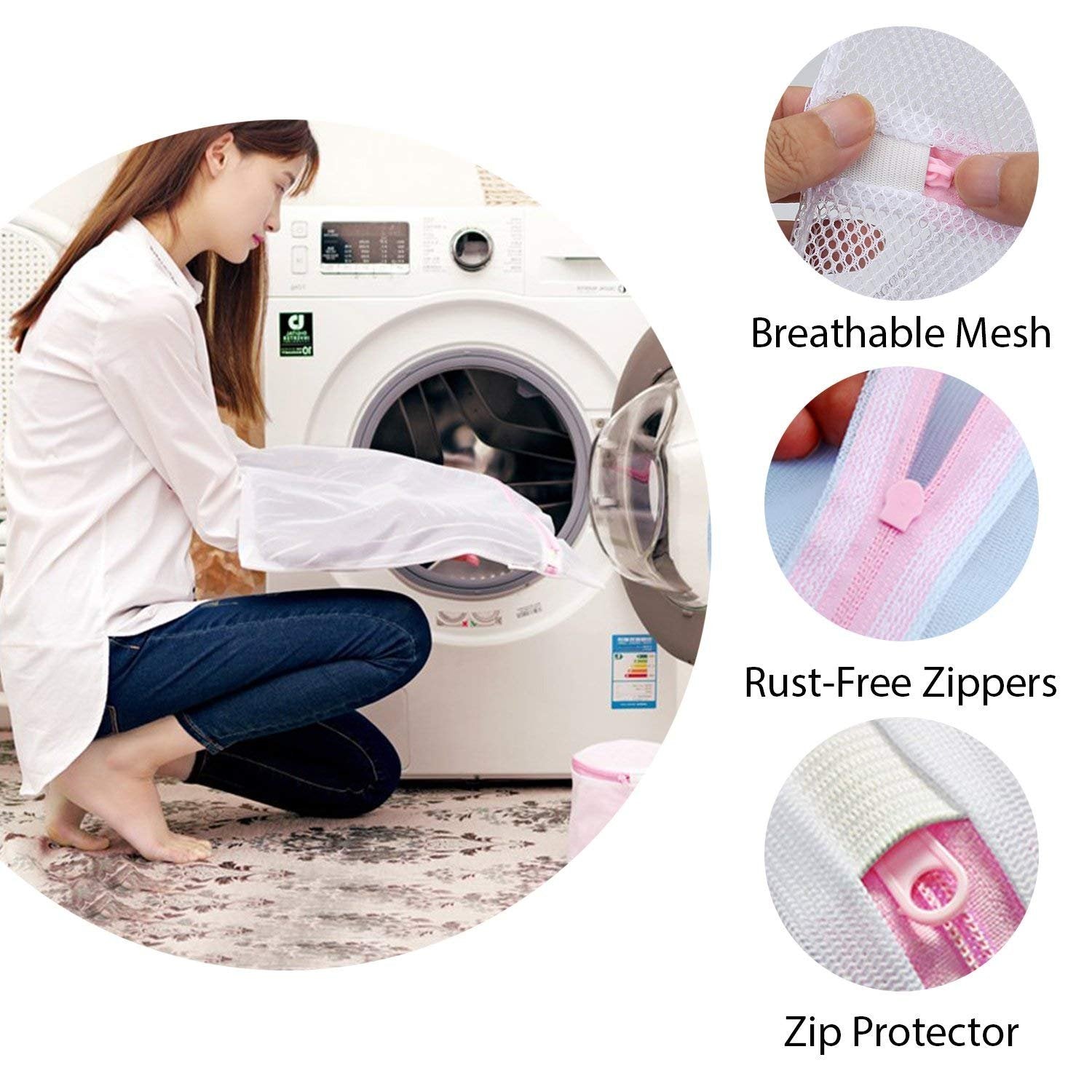 Laundry Clothes Washing Bag, Pack of 3 ? Mesh Zipper Bags for Delicate Clothing & Underwear

