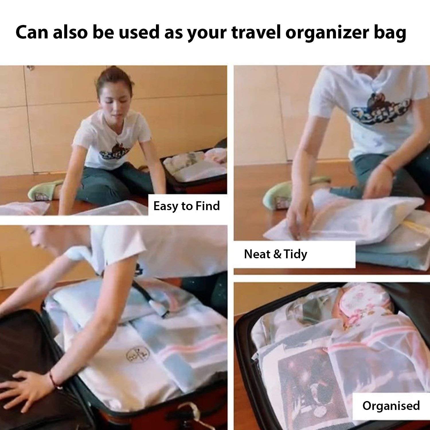 Laundry Clothes Washing Bag, Pack of 3 ? Mesh Zipper Bags for Delicate Clothing & Underwear

